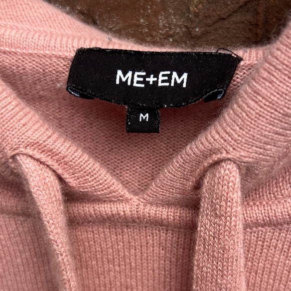 ME+EM Women’s Cashmere Crop Hoodie Sweater Blush Pink Sz M Quiet Luxury Capsule - Picture 2 of 9